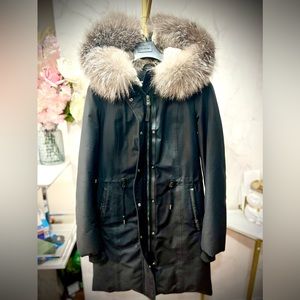 Women’s MACKAGE Enia-X Fur Hooded Down Coat in Black / Silver Fur (Knee Length)